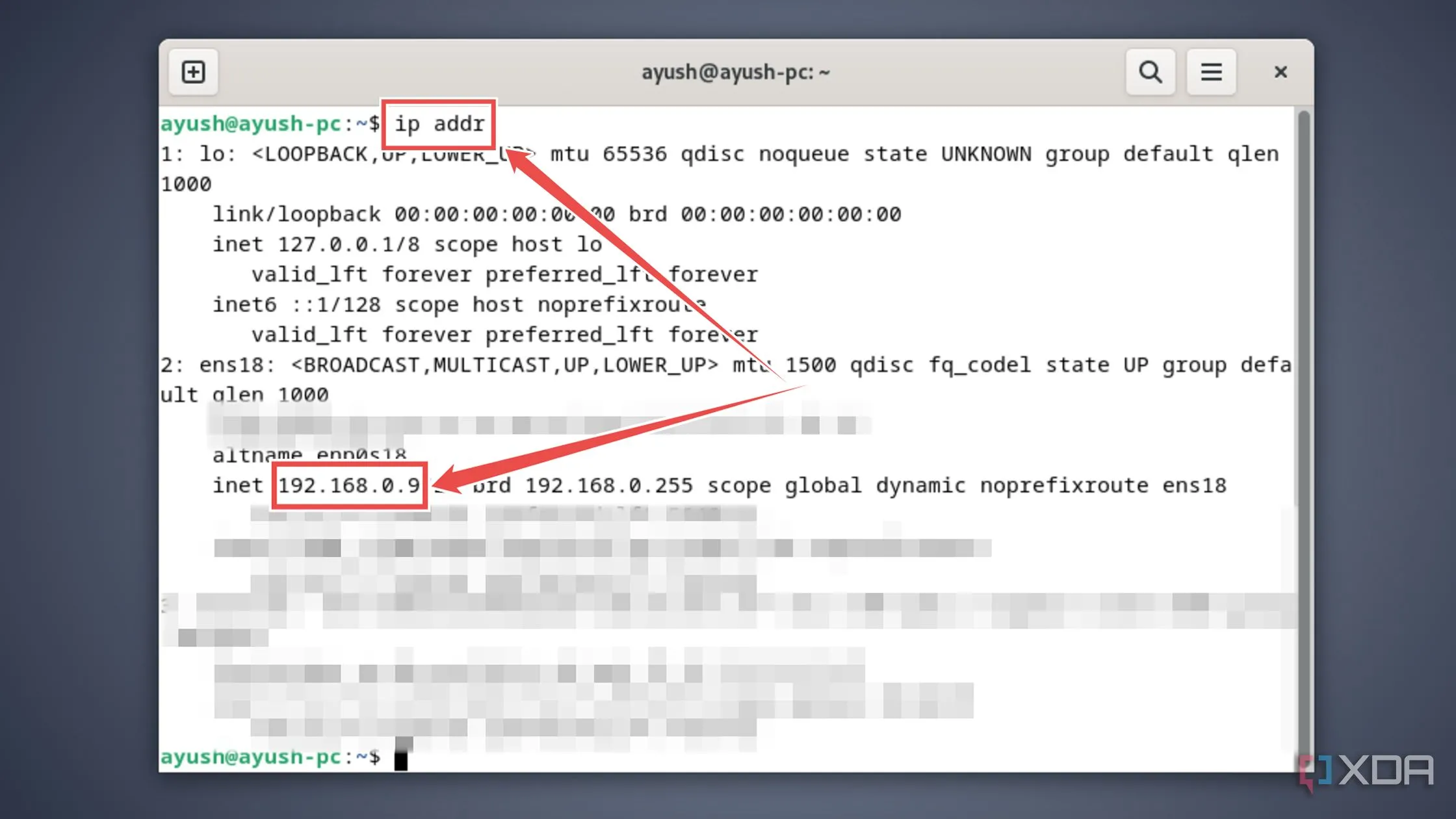 Thực hiện lệnh ip addr trong terminal để lấy địa chỉ IP của node Docker Swarm manager