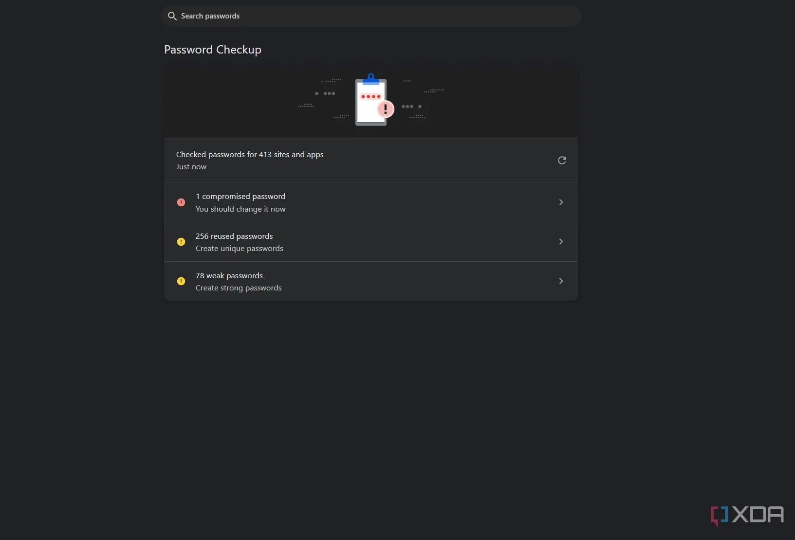 Tính năng kiểm tra mật khẩu trong Google Password Manager, giúp người dùng phát hiện và thay đổi các mật khẩu trùng lặp để tăng cường bảo mật tài khoản.