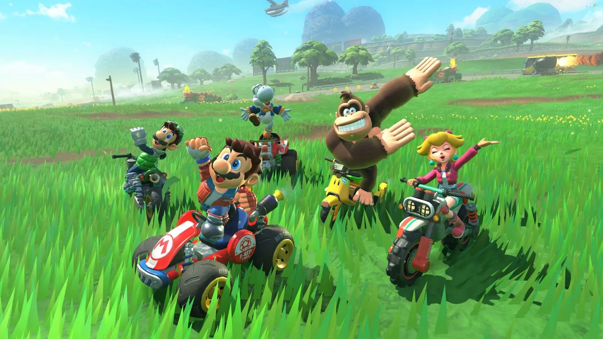 Toad vượt qua địa hình sa mạc đầy thử thách trong Mario Kart World
