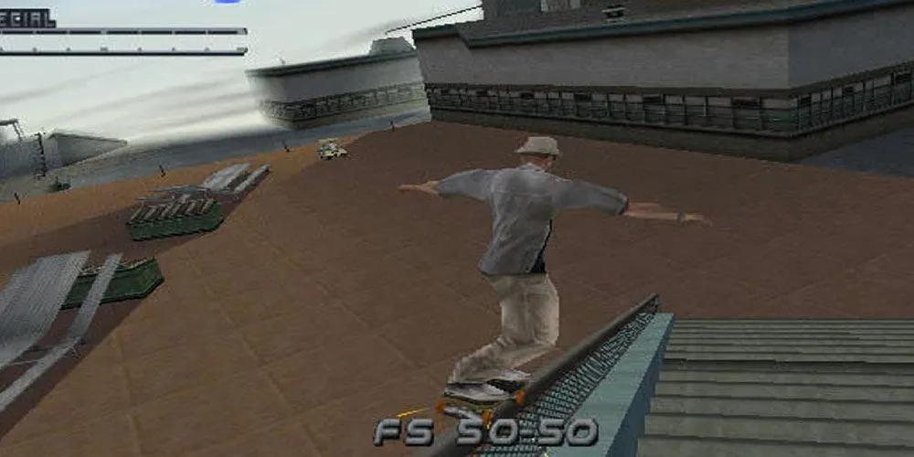 Tony Hawk biểu diễn động tác grind trên thanh ray trong Tony Hawk's Pro Skater 2