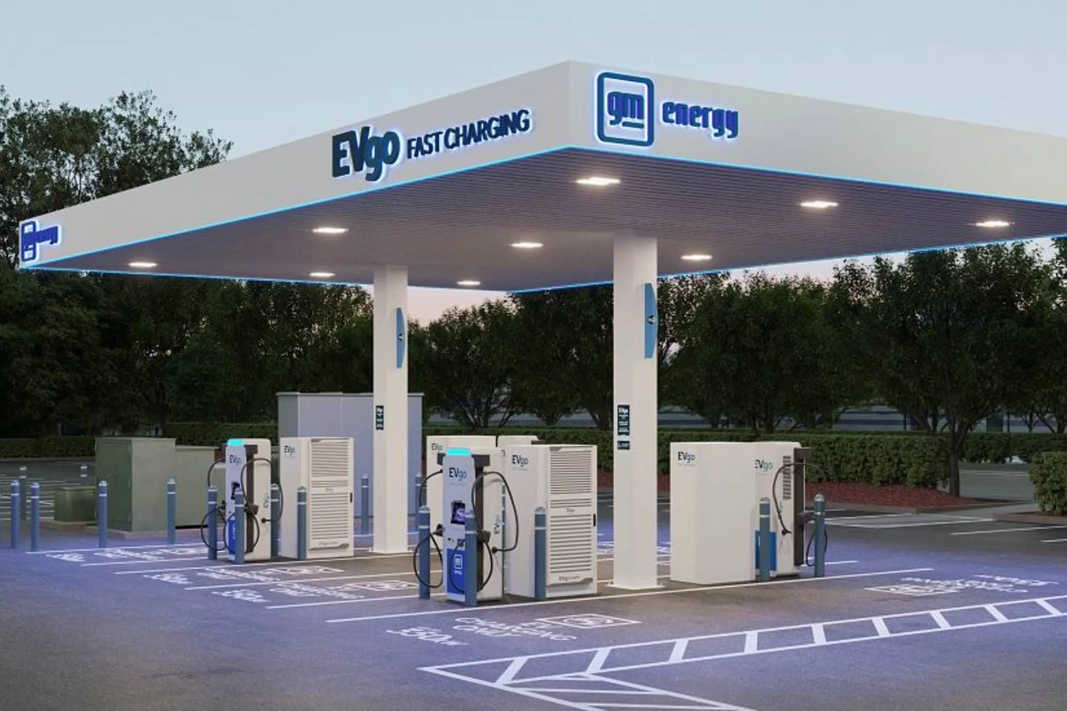 Trạm sạc nhanh EVgo với tám điểm sạc