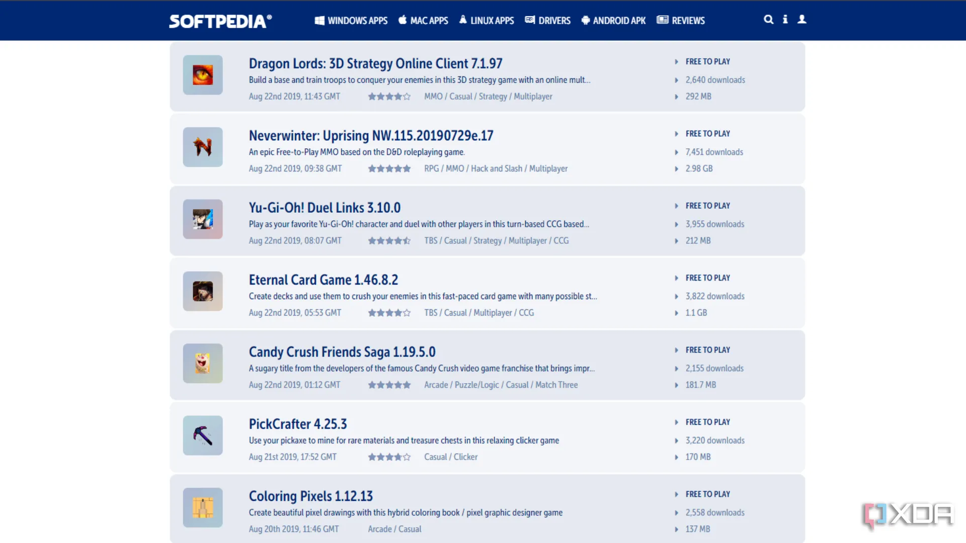 Trang game miễn phí trên Softpedia