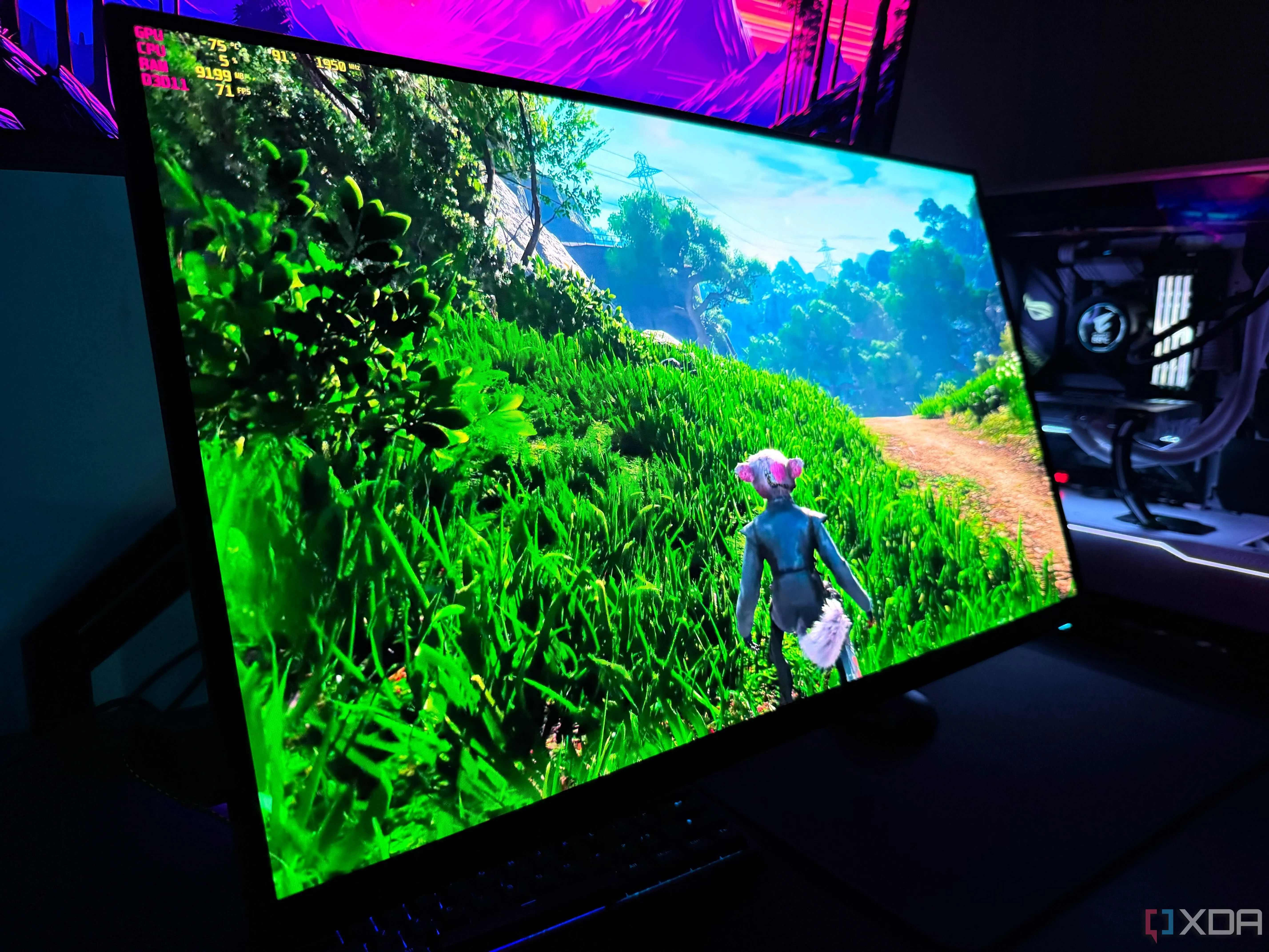 Trò chơi Biomutant hiển thị trên màn hình gaming OLED, minh họa hiệu suất DDR5 trong game