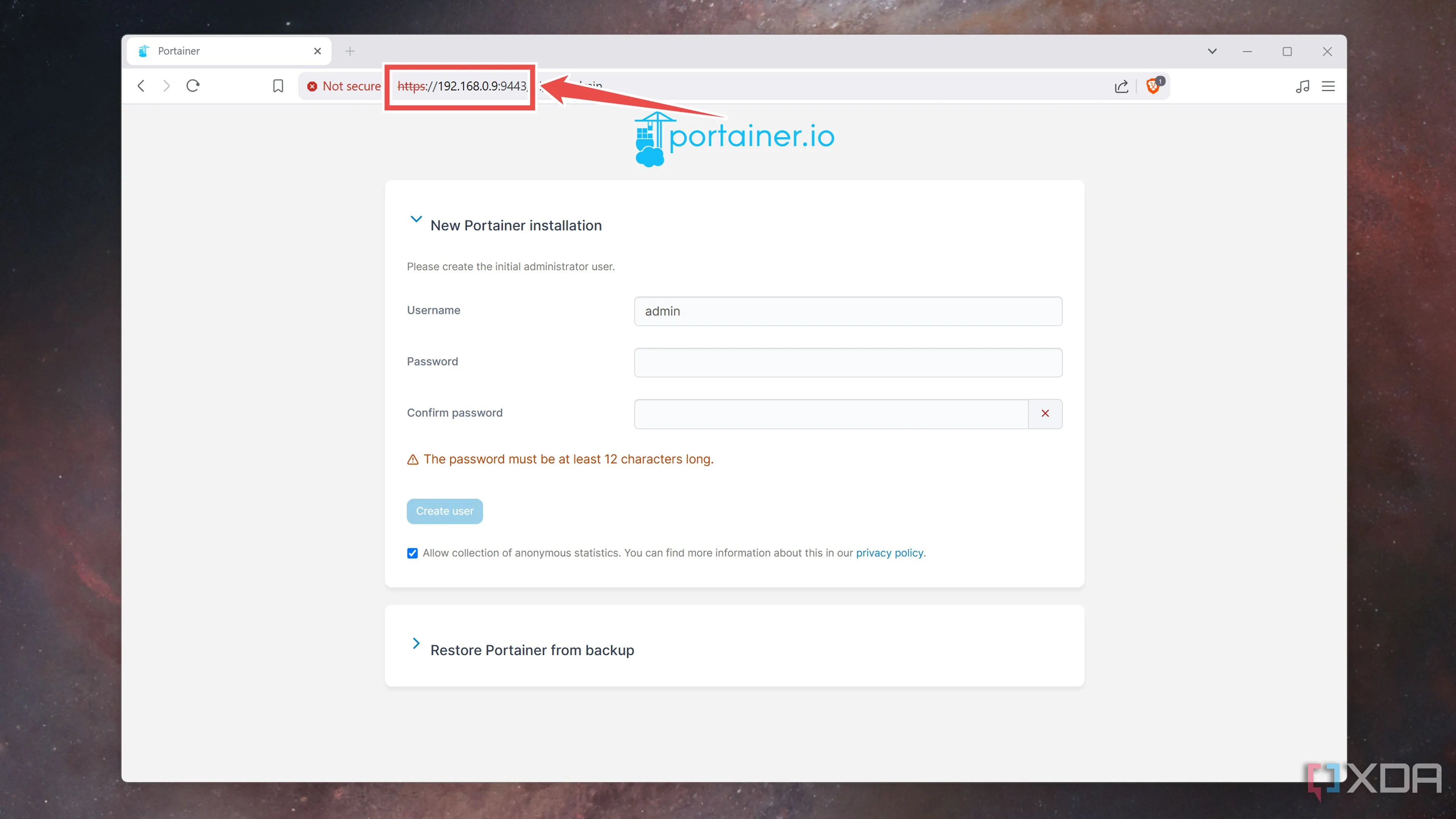 Truy cập giao diện web Portainer UI qua trình duyệt sau khi triển khai