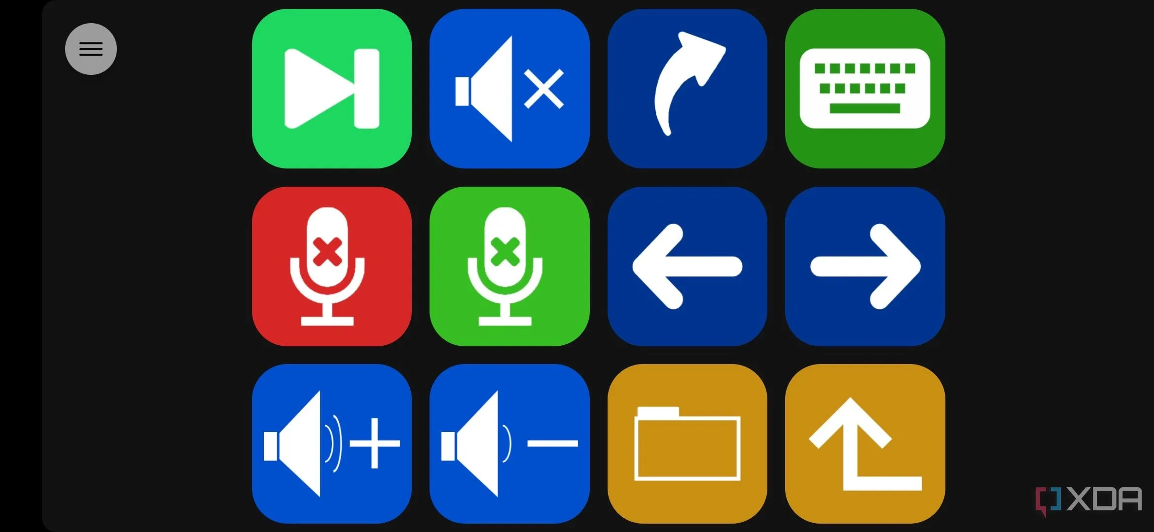 Ứng dụng Macro Deck trên smartphone hiển thị các phím tắt tùy chỉnh