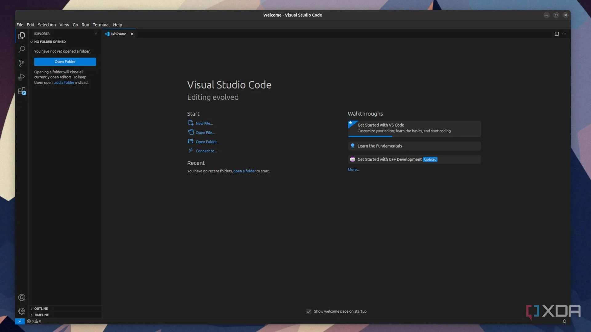 Visual Studio Code đang chạy trên hệ điều hành Ubuntu
