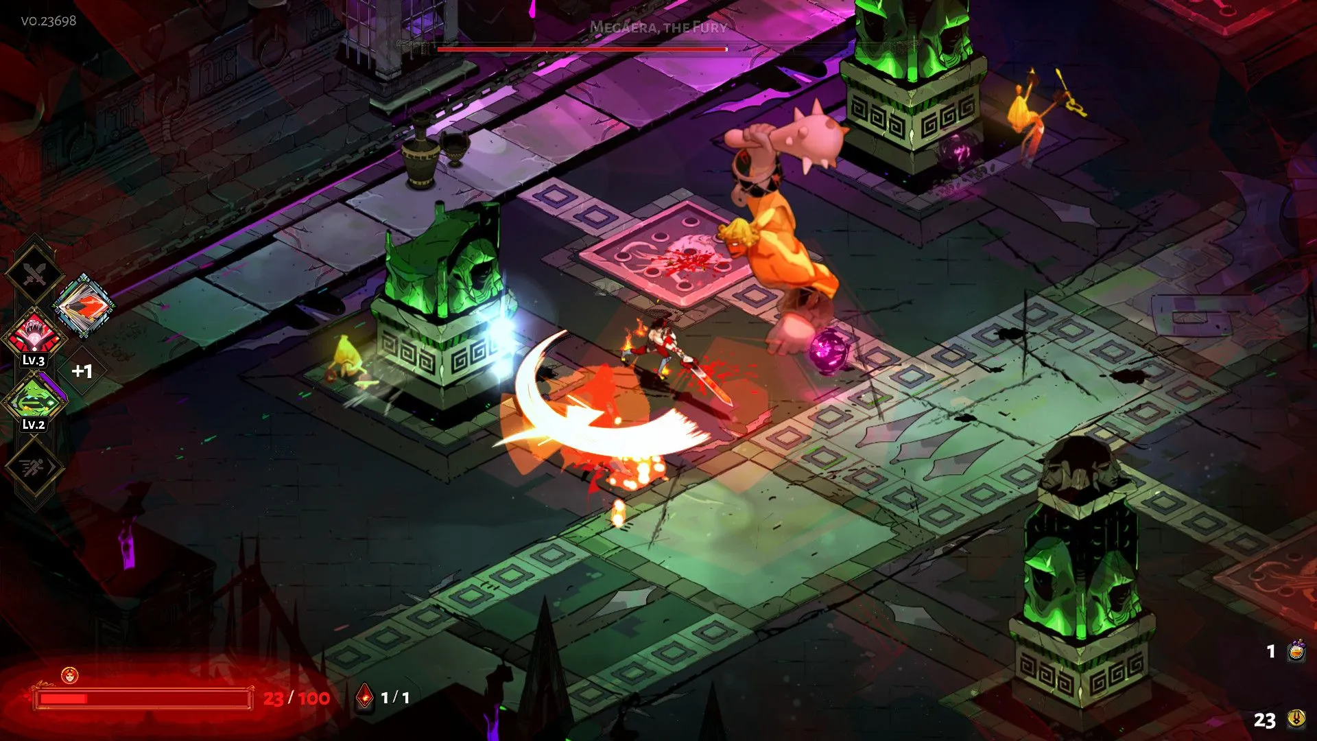 Zagreus chiến đấu trong Hades với đồ họa isometric đẹp mắt